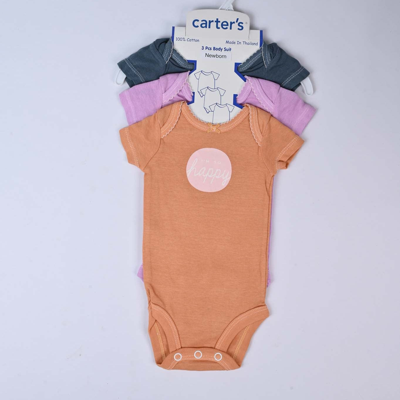 Solid Cotton Infant Girl Romper Set of 3 BD102