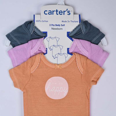 Solid Cotton Infant Girl Romper Set of 3 BD102