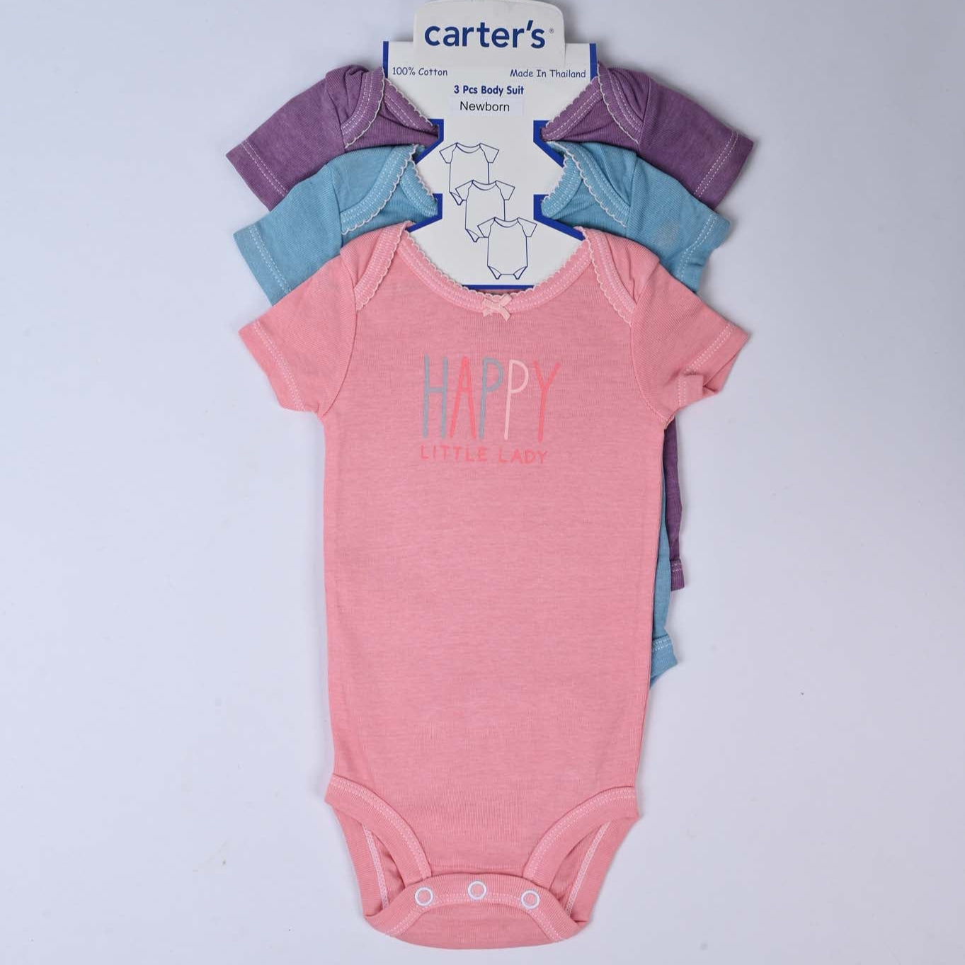 Solid Cotton Infant Girl Romper Set of 3 BD101