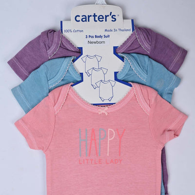 Solid Cotton Infant Girl Romper Set of 3 BD101