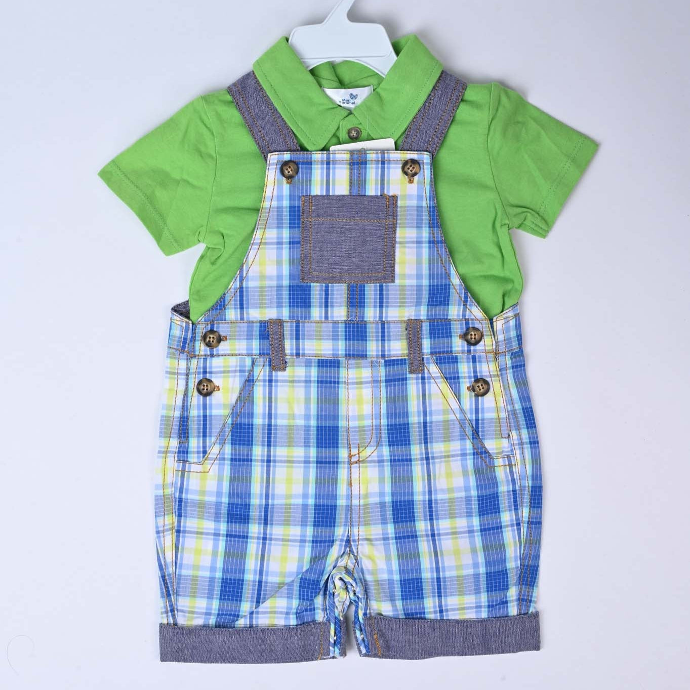 Checkered Baby Boy Dungree Style Suit