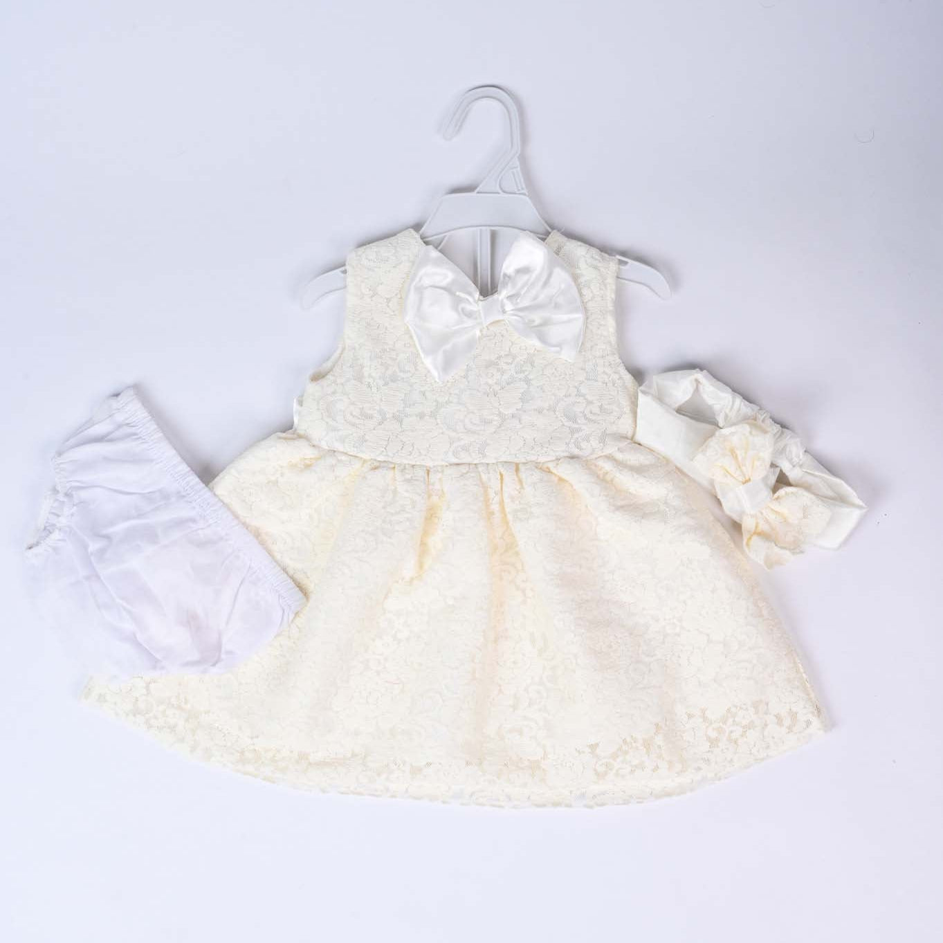 Infant Girls Fancy White Bow Frock