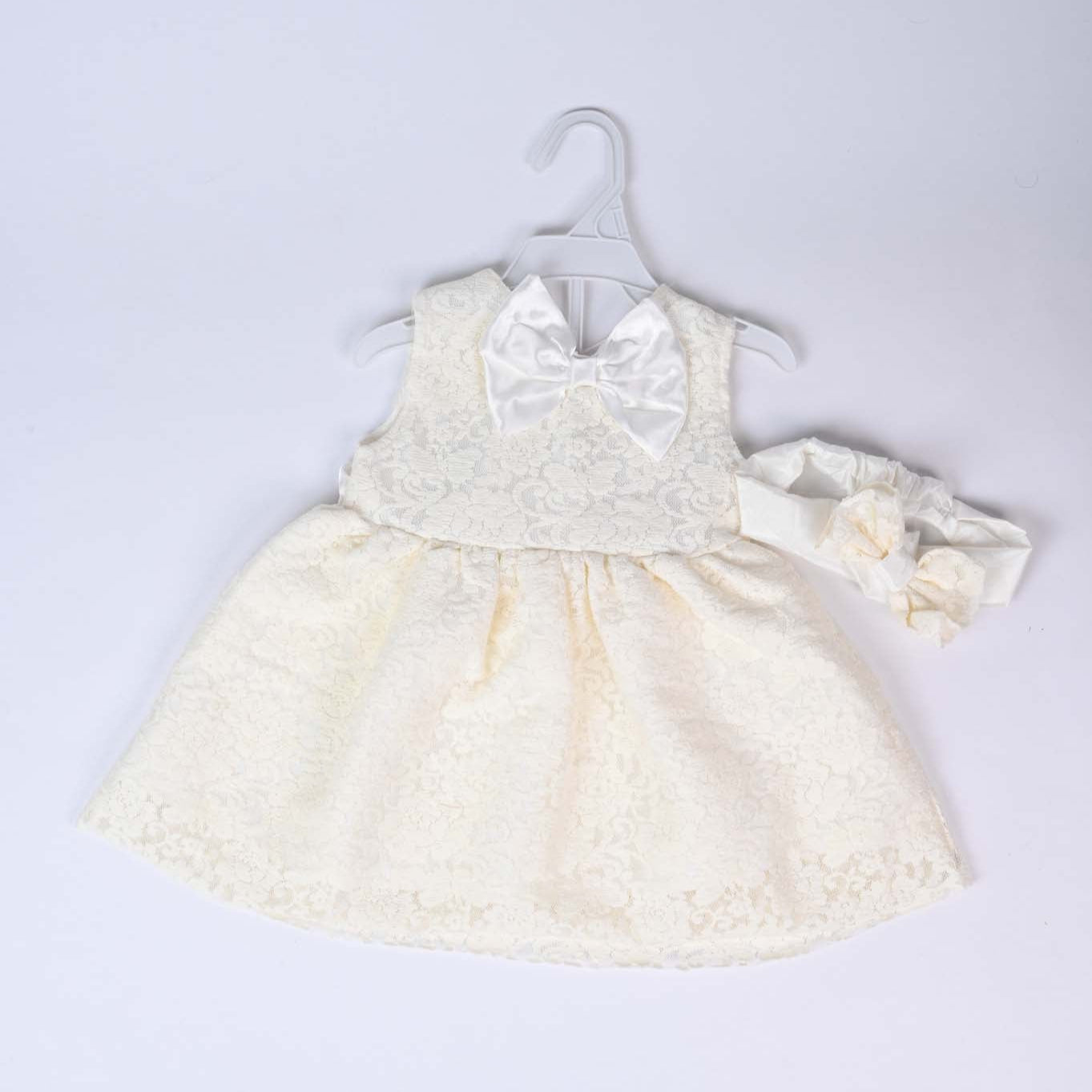 Infant Girls Fancy White Bow Frock