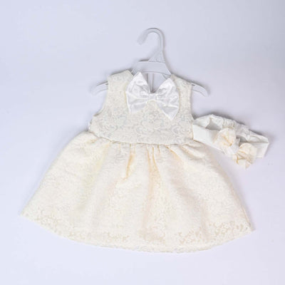 Infant Girls Fancy White Bow Frock
