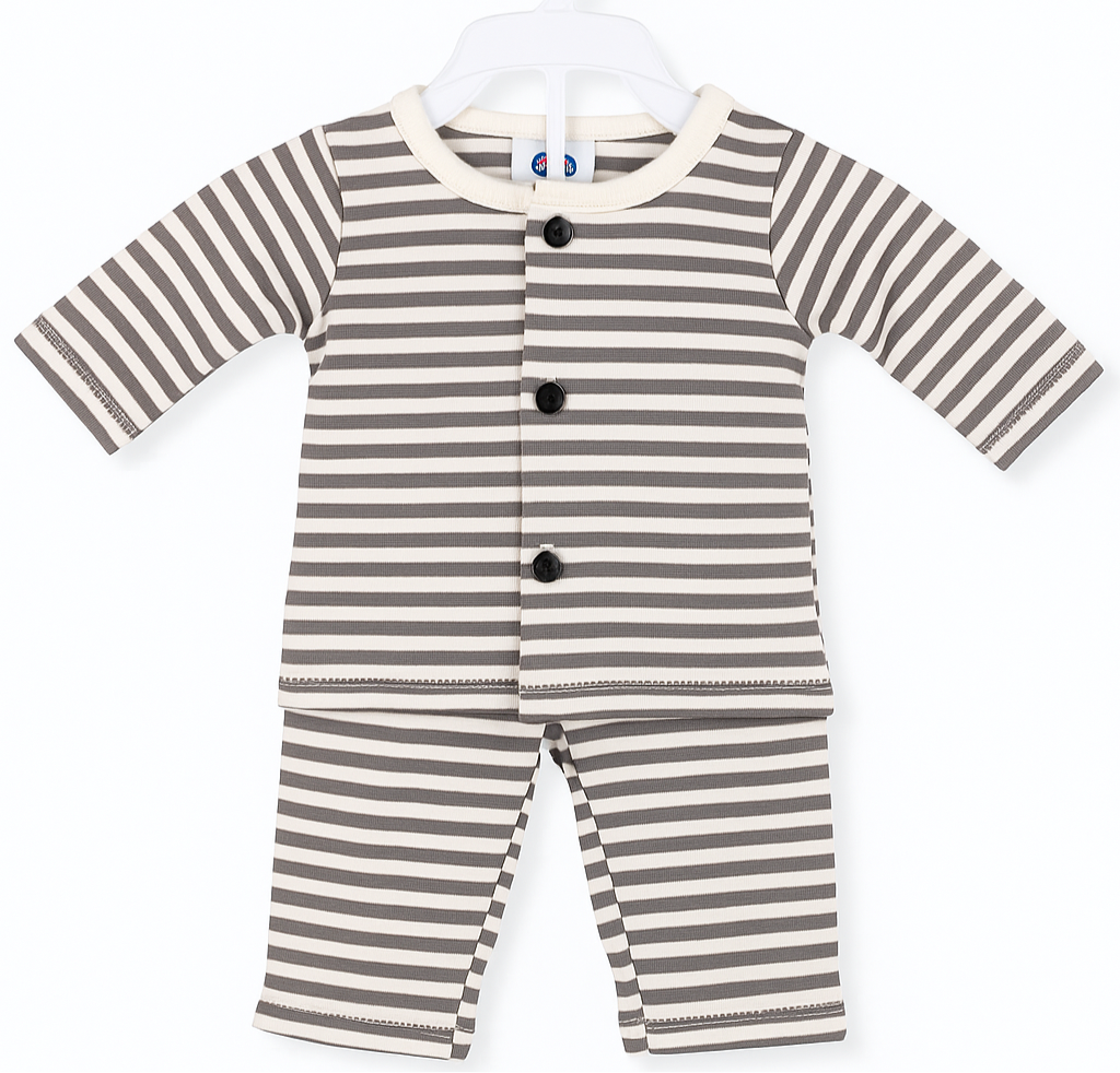 Baby Boy / Girl Stripe Trouser Shirt New Born to 6 Months | Grey
