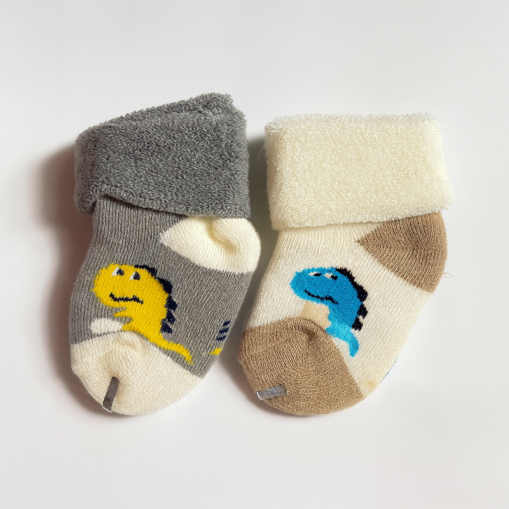 Set of 2 Baby Socks | Standard Size 0-1 Year | Light Grey | Light Brown | Imported
