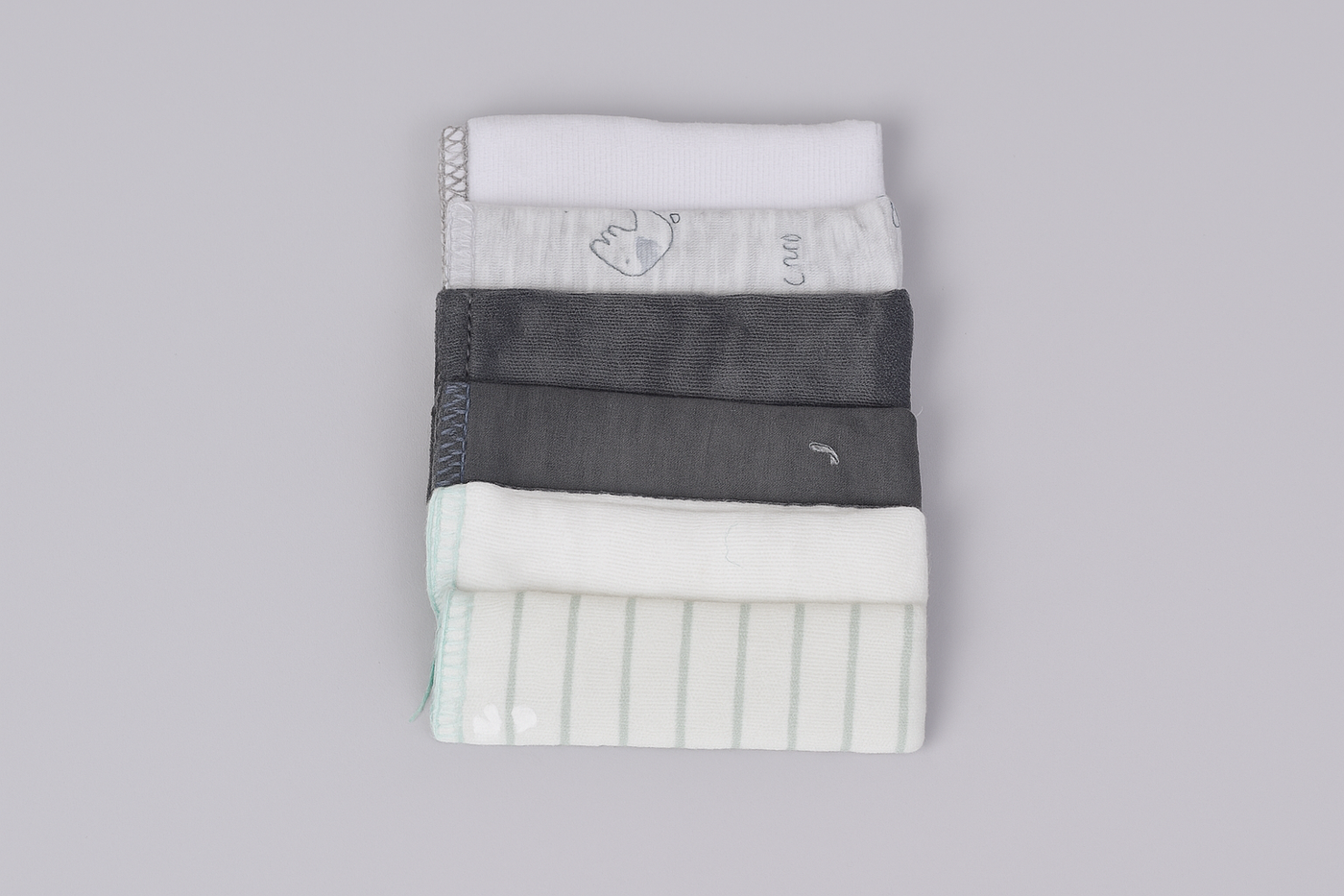 Wash Cloth Set of 6 for Infant Baby |Black Grey White