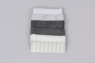 Wash Cloth Set of 6 for Infant Baby |Black Grey White