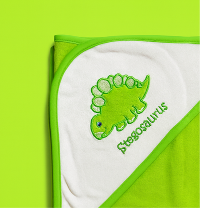 Hooded Bath Towel for Baby | New Born Baby Towel |Green Stegosaurus | Imported