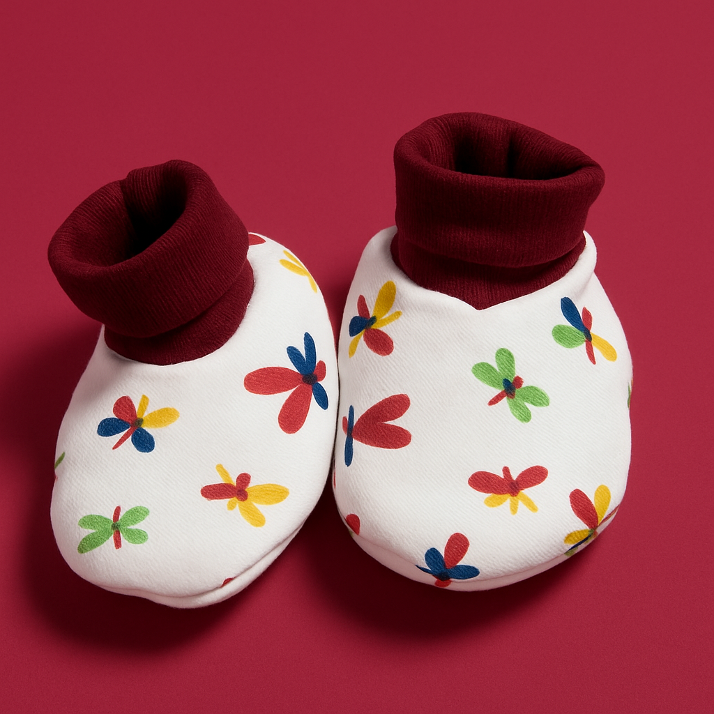 Infant Baby Booties Pack of 3 Stripes, Butterfly and Orange zcar | Imported