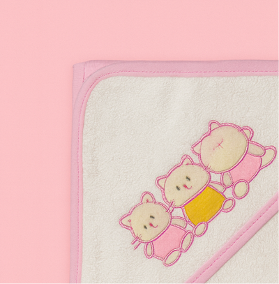 Baby Towel with Hood - Pink Border | Imported