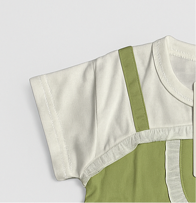 Green White Frock for Baby Girls