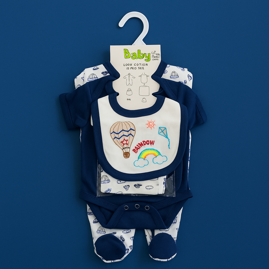 Newborn Baby Starter Set – 6 Piece Blue | Imported Baby Clothes in Pakistan