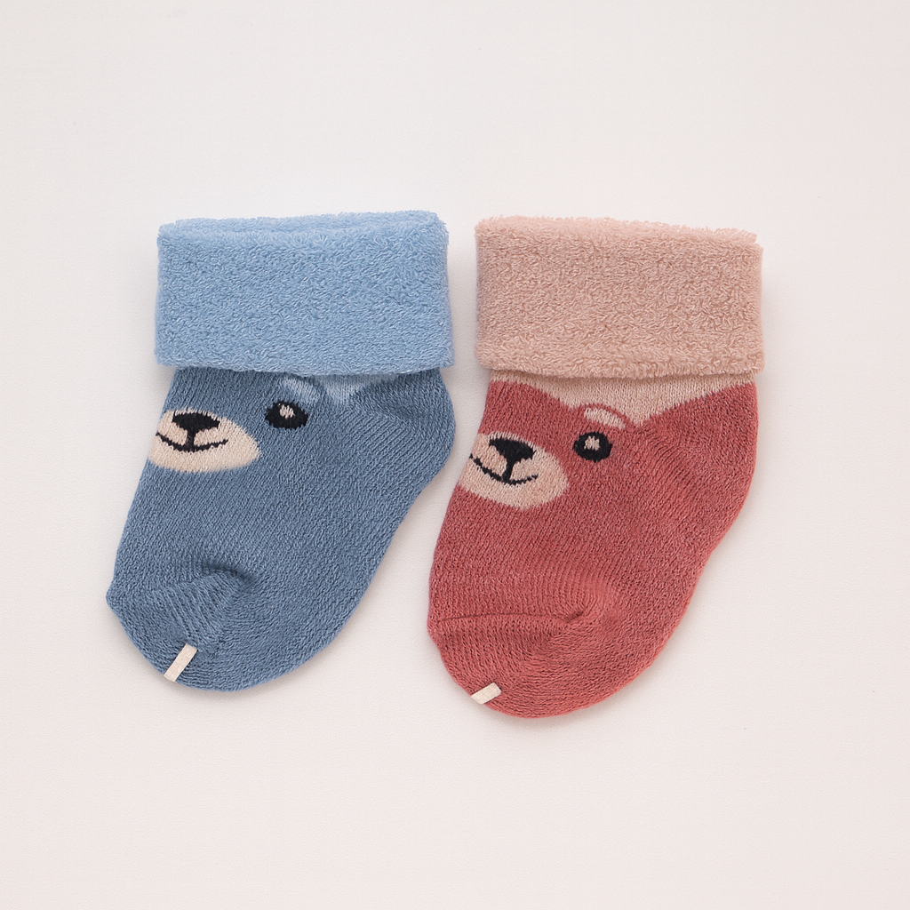 Set of 2 Baby Socks | Standard Size 0-1 Year | Pink | Blue | Imported