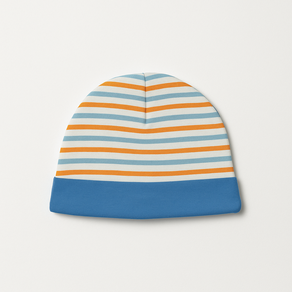 Infant Baby Cap Blue Orange Stripes
